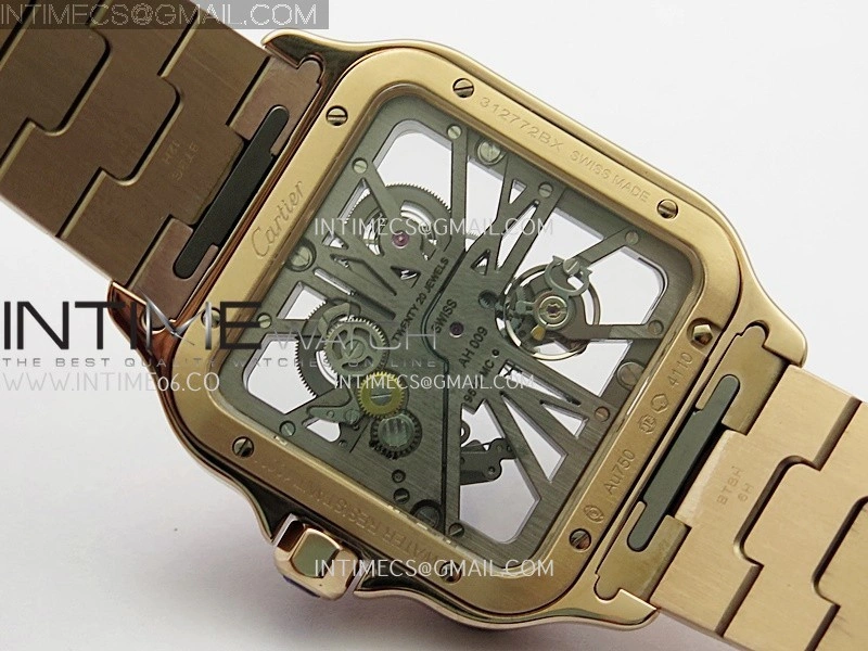 Santos Skeleton Black RG Rich Factory 1:1 Best Skeleton Dial On RG SmartLink Bracelet 9611MC Super Clone