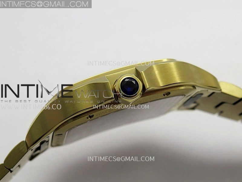 Santos Skeleton Black YG Rich Factory 1:1 Best Skeleton Dial On YG SmartLink Bracelet 9611MC Super Clone
