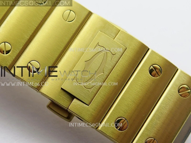 Santos Skeleton Black YG Rich Factory 1:1 Best Skeleton Dial On YG SmartLink Bracelet 9611MC Super Clone