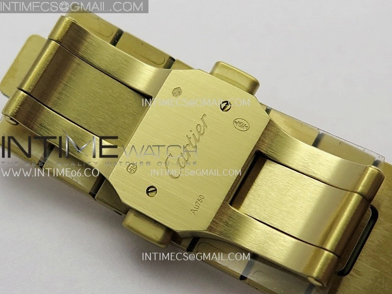 Santos Skeleton Black YG Rich Factory 1:1 Best Skeleton Dial On YG SmartLink Bracelet 9611MC Super Clone