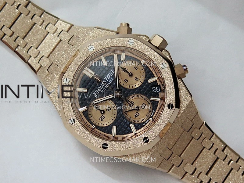Royal Oak Chrono 26240OR Frosted RG V2 APSF 1:1 Best Edition Blue Dial RG Subdial On RG Bracelet SA4401 Super Clone