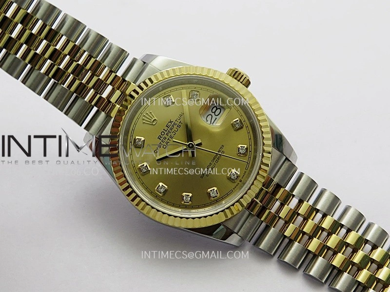 DateJust 36mm 126233 SS YG V2 QF 1:1 Best Edition Gold Dial Diamond Marker On SS YG Jubilee Bracelet SH3235