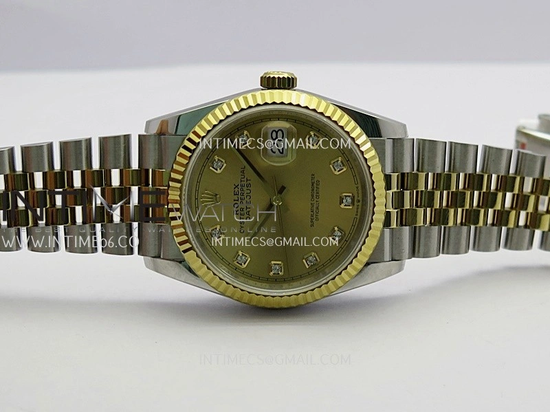 DateJust 36mm 126233 SS YG V2 QF 1:1 Best Edition Gold Dial Diamond Marker On SS YG Jubilee Bracelet SH3235