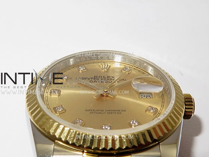 DateJust 36mm 126233 SS YG V2 QF 1:1 Best Edition Gold Dial Diamond Marker On SS YG Jubilee Bracelet SH3235