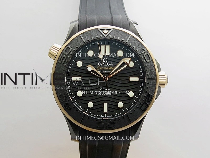 Seamaster Diver 300M Ceramic RG V4 VSF 1:1 Best Edition Black Dial On Black Rubber Strap Asian Super Clone 8806