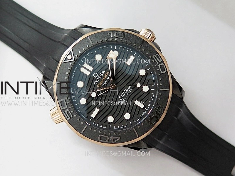 Seamaster Diver 300M Ceramic RG V4 VSF 1:1 Best Edition Black Dial On Black Rubber Strap Asian Super Clone 8806