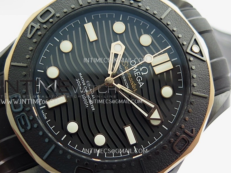 Seamaster Diver 300M Ceramic RG V4 VSF 1:1 Best Edition Black Dial On Black Rubber Strap Asian Super Clone 8806
