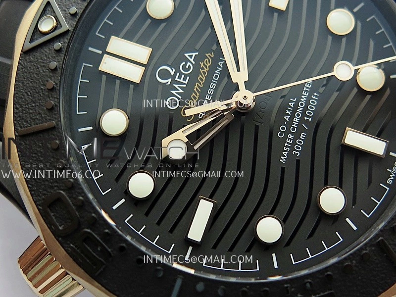 Seamaster Diver 300M Ceramic RG V4 VSF 1:1 Best Edition Black Dial On Black Rubber Strap Asian Super Clone 8806