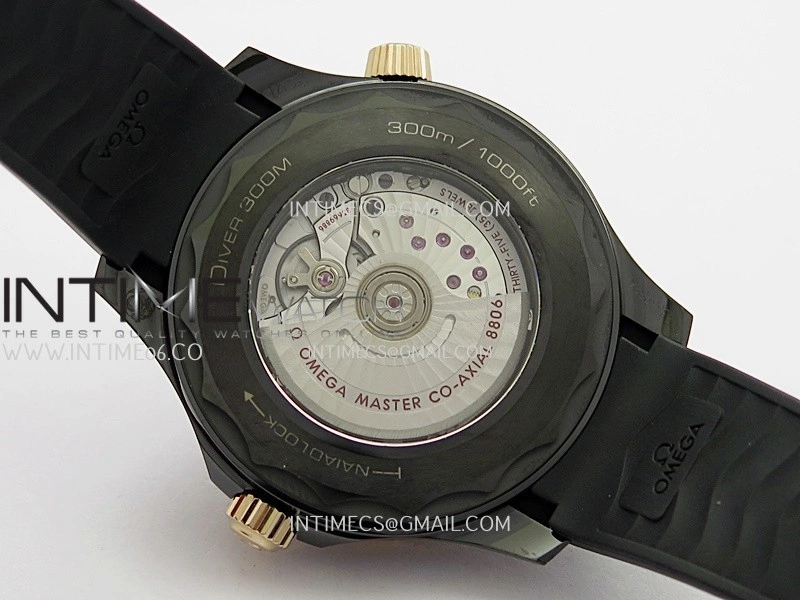 Seamaster Diver 300M Ceramic RG V4 VSF 1:1 Best Edition Black Dial On Black Rubber Strap Asian Super Clone 8806