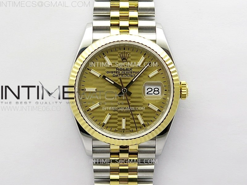 DateJust 36 SS 126233 904L SS YG VSF 1:1 Best Edition Gold Fluted Dial Sticks Markers on Jubilee Bracelet VS3235