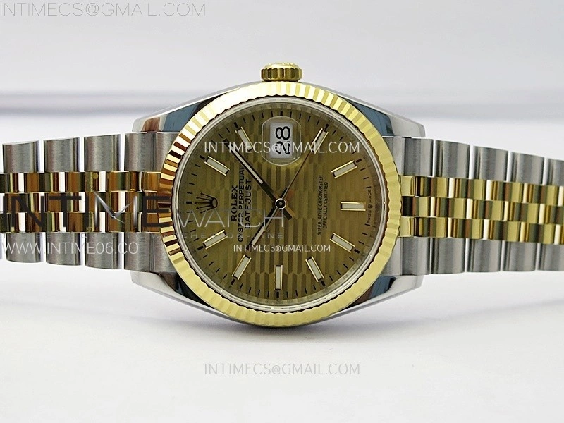 DateJust 36 SS 126233 904L SS YG VSF 1:1 Best Edition Gold Fluted Dial Sticks Markers on Jubilee Bracelet VS3235