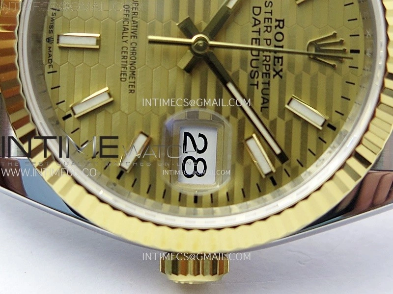 DateJust 36 SS 126233 904L SS YG VSF 1:1 Best Edition Gold Fluted Dial Sticks Markers on Jubilee Bracelet VS3235