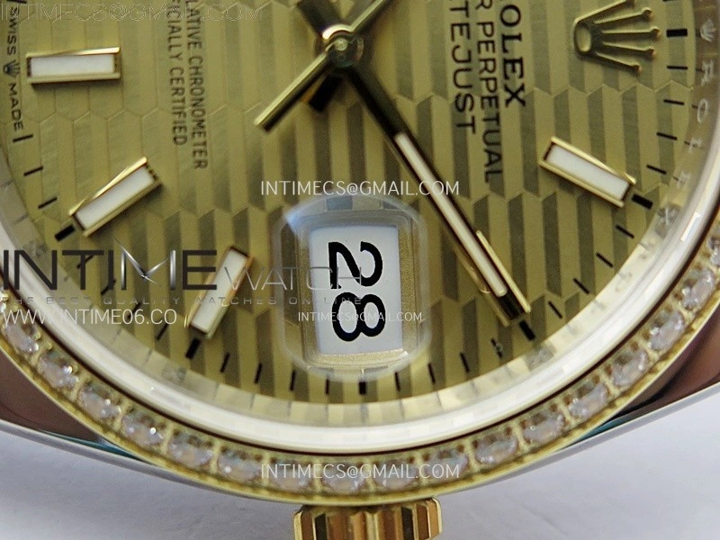 DateJust 36 126283 904L SS YG VSF 1:1 Best Edition Gold Fluted Dial Sticks Markers on Jubilee Bracelet VS3235
