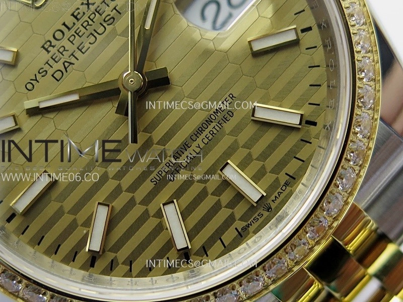DateJust 36 126283 904L SS YG VSF 1:1 Best Edition Gold Fluted Dial Sticks Markers on Jubilee Bracelet VS3235