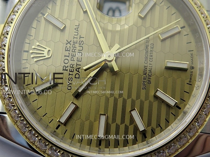 DateJust 36 126283 904L SS YG VSF 1:1 Best Edition Gold Fluted Dial Sticks Markers on Jubilee Bracelet VS3235