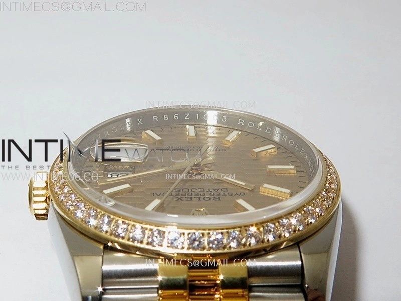 DateJust 36 126283 904L SS YG VSF 1:1 Best Edition Gold Fluted Dial Sticks Markers on Jubilee Bracelet VS3235