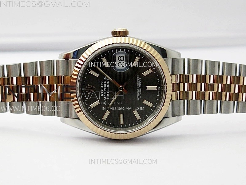 DateJust 36 SS 126231 904L SS RG VSF 1:1 Best Edition Gray Fluted Dial Sticks Markers on Jubilee Bracelet VS3235