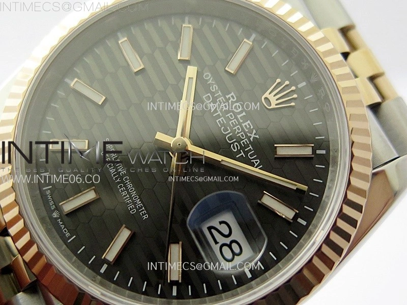 DateJust 36 SS 126231 904L SS RG VSF 1:1 Best Edition Gray Fluted Dial Sticks Markers on Jubilee Bracelet VS3235