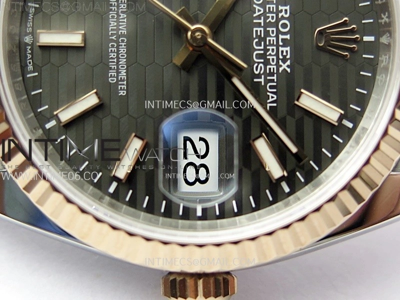 DateJust 36 SS 126231 904L SS RG VSF 1:1 Best Edition Gray Fluted Dial Sticks Markers on Jubilee Bracelet VS3235