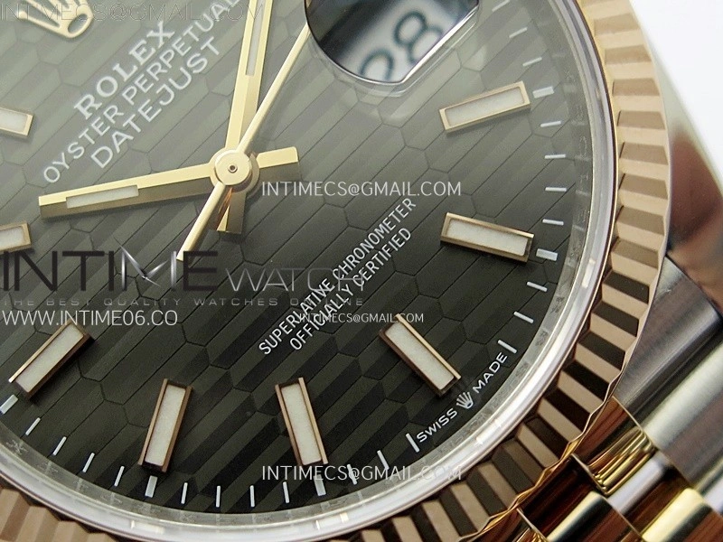 DateJust 36 SS 126231 904L SS RG VSF 1:1 Best Edition Gray Fluted Dial Sticks Markers on Jubilee Bracelet VS3235