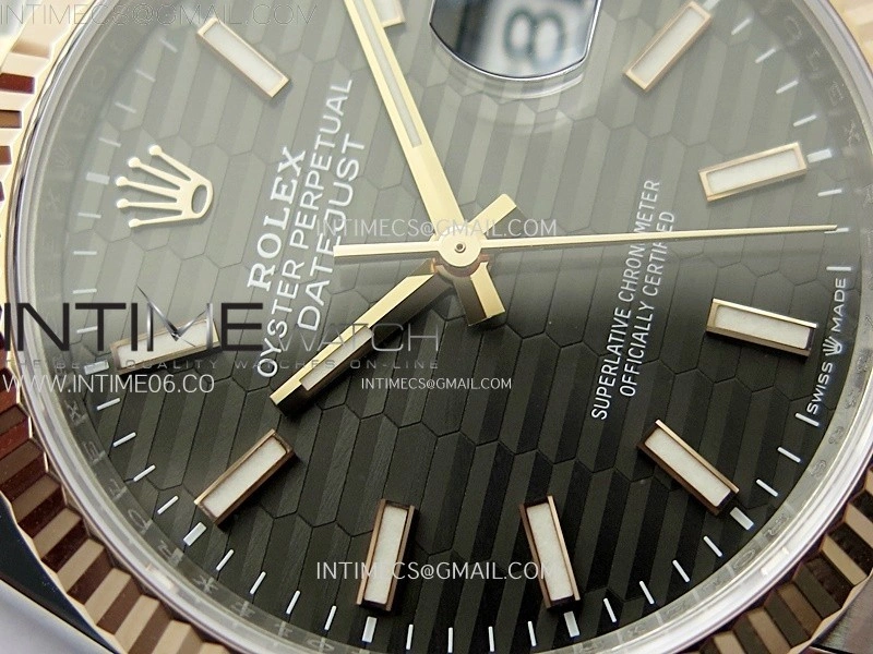 DateJust 36 SS 126231 904L SS RG VSF 1:1 Best Edition Gray Fluted Dial Sticks Markers on Jubilee Bracelet VS3235