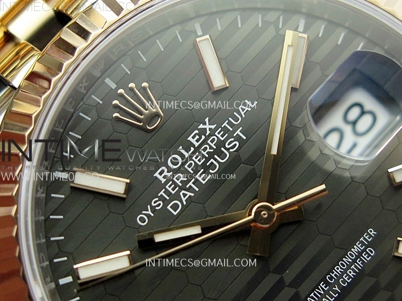 DateJust 36 SS 126231 904L SS RG VSF 1:1 Best Edition Gray Fluted Dial Sticks Markers on Jubilee Bracelet VS3235