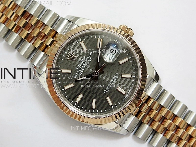 DateJust 36 SS 126231 904L SS RG VSF 1:1 Best Edition Gray Fluted Dial Sticks Markers on Jubilee Bracelet VS3235