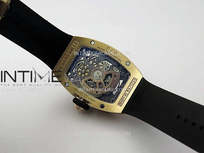 RM07 Paved Diamonds Bezel RG ZF Best Edition Diamonds Skeleton Dial On Black Rubber Strap Asian CRMA2 Clone