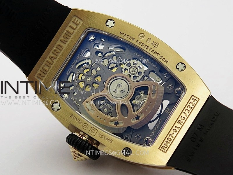 RM07 Paved Diamonds Bezel RG ZF Best Edition Diamonds Skeleton Dial On Black Rubber Strap Asian CRMA2 Clone