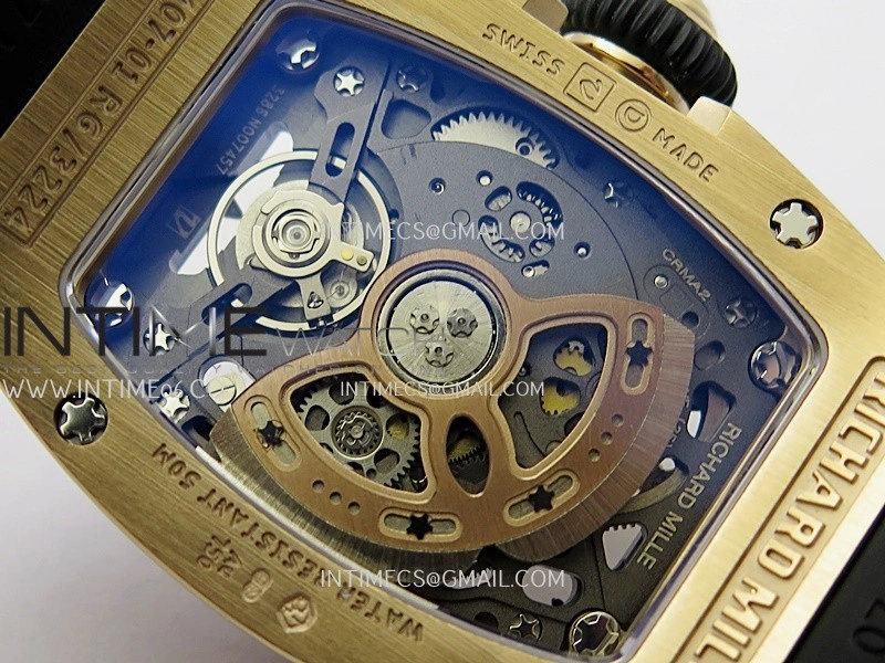 RM07 Paved Diamonds Bezel RG ZF Best Edition Diamonds Skeleton Dial On Black Rubber Strap Asian CRMA2 Clone