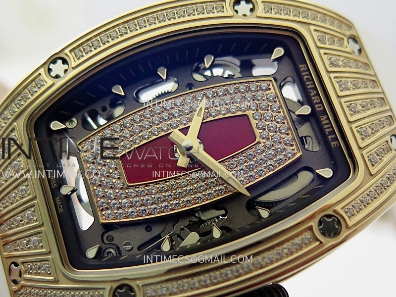 RM07 Paved Diamonds Bezel RG ZF Best Edition Diamonds Skeleton Dial On White Rubber Strap Asian CRMA2 Clone
