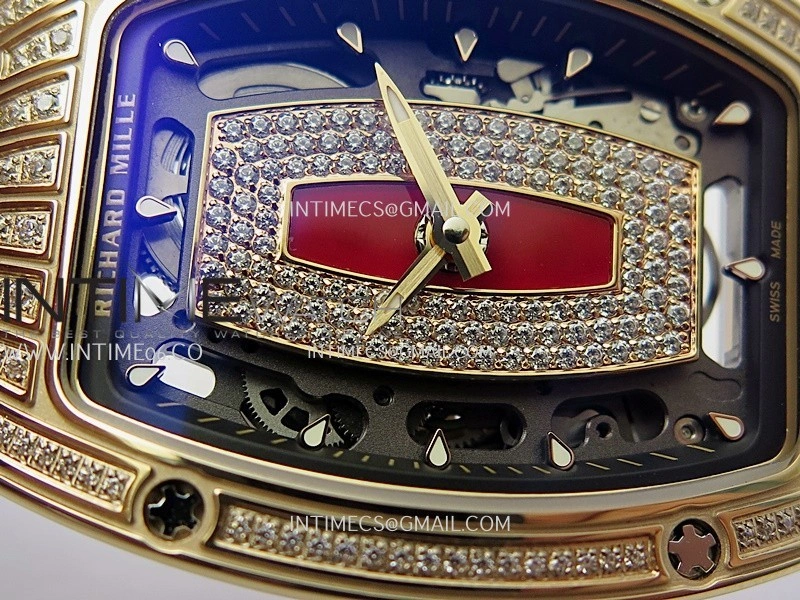 RM07 Paved Diamonds Bezel RG ZF Best Edition Diamonds Skeleton Dial On White Rubber Strap Asian CRMA2 Clone