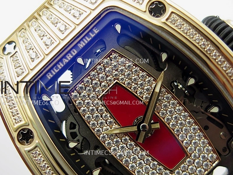 RM07 Paved Diamonds Bezel RG ZF Best Edition Diamonds Skeleton Dial On White Rubber Strap Asian CRMA2 Clone