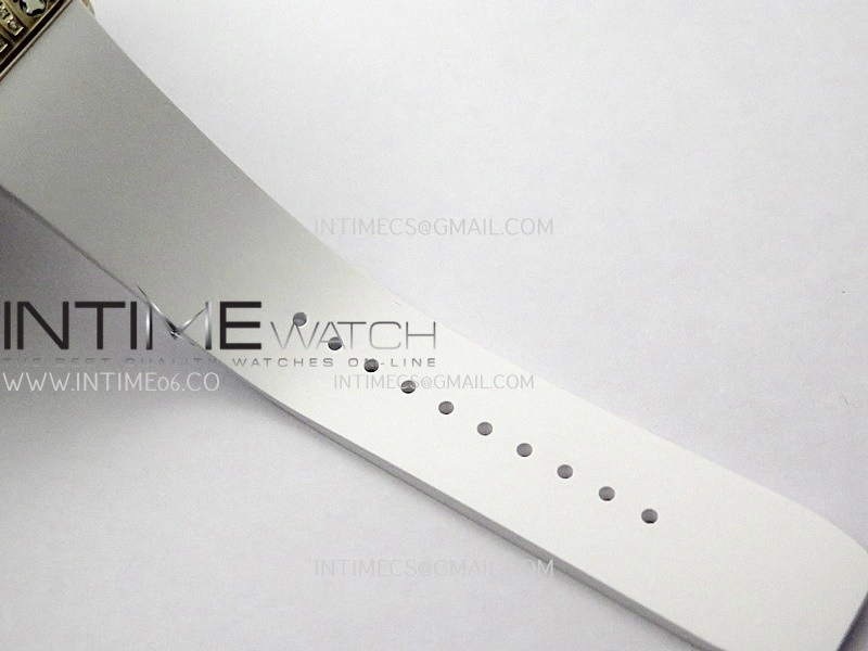 RM07 Paved Diamonds Bezel RG ZF Best Edition Diamonds Skeleton Dial On White Rubber Strap Asian CRMA2 Clone