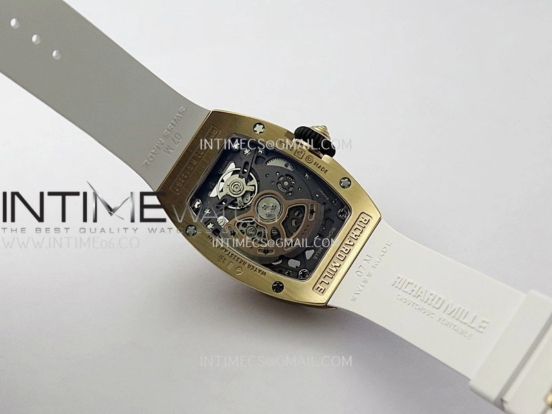 RM07 Paved Diamonds Bezel RG ZF Best Edition Diamonds Skeleton Dial On White Rubber Strap Asian CRMA2 Clone