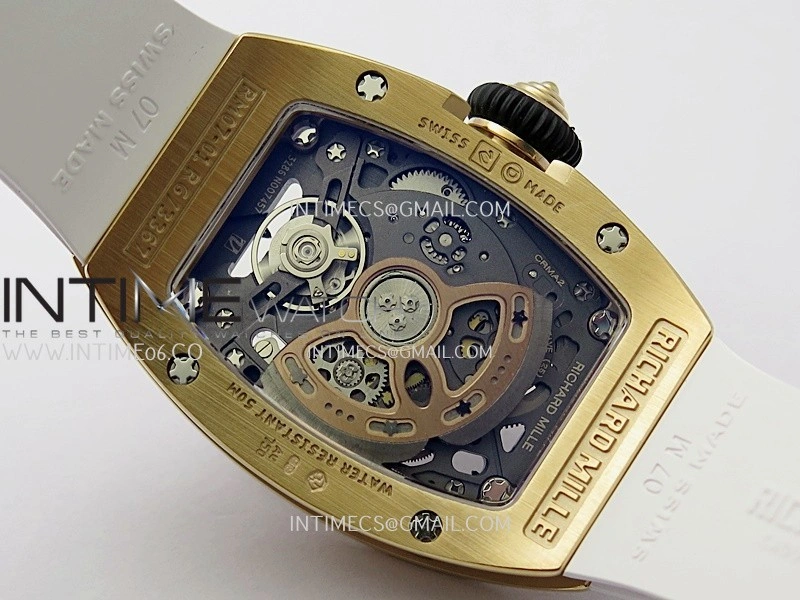 RM07 Paved Diamonds Bezel RG ZF Best Edition Diamonds Skeleton Dial On White Rubber Strap Asian CRMA2 Clone