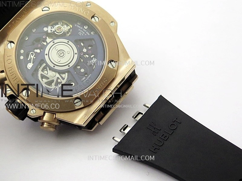 Hublot Big Bang Unico 42mm RG Ceramic Bezel BBF 1:1 Best Edition Blue Skeleton Dial on Blue Rubber Strap A1280