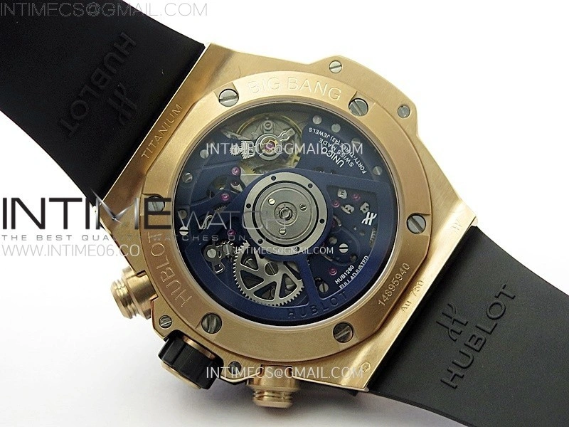 Hublot Big Bang Unico 42mm RG Ceramic Bezel BBF 1:1 Best Edition Blue Skeleton Dial on Blue Rubber Strap A1280