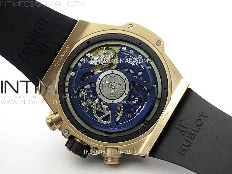 Hublot Big Bang Unico 42mm RG Ceramic Bezel BBF 1:1 Best Edition Blue Skeleton Dial on Blue Rubber Strap A1280