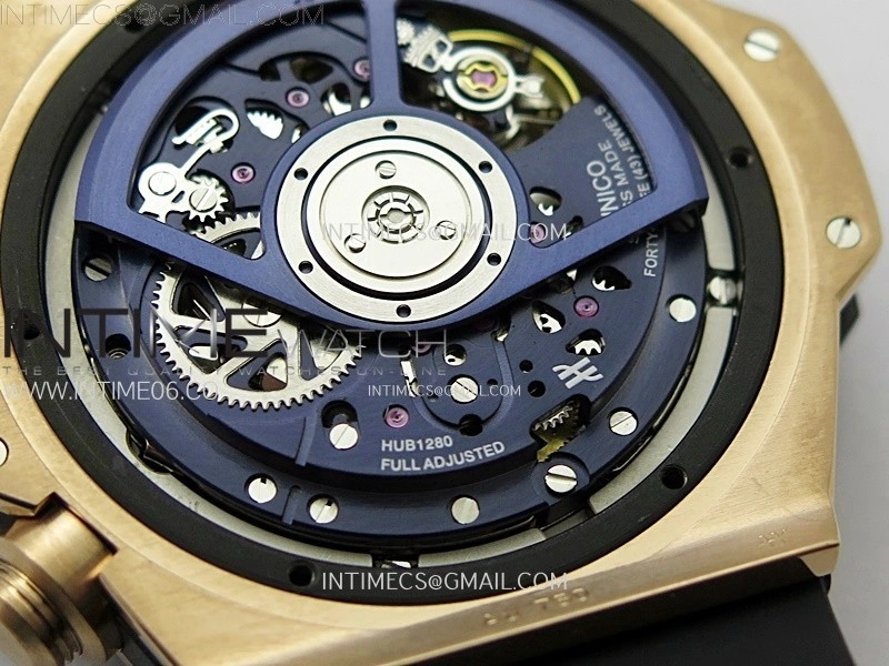 Hublot Big Bang Unico 42mm RG Ceramic Bezel BBF 1:1 Best Edition Blue Skeleton Dial on Blue Rubber Strap A1280