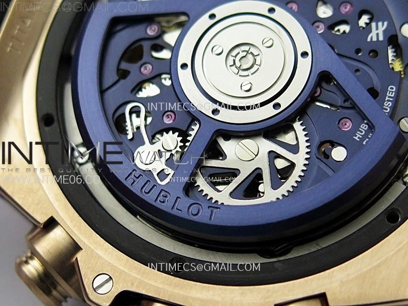 Hublot Big Bang Unico 42mm RG Ceramic Bezel BBF 1:1 Best Edition Blue Skeleton Dial on Blue Rubber Strap A1280