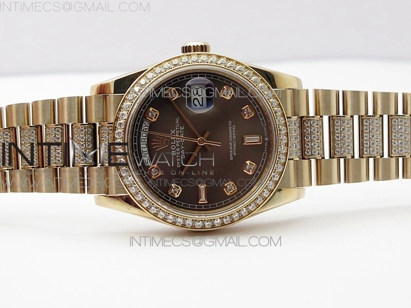 Day-Date 36 128235 RG Crystal BP Best Edition Gray Crystal Marker Dial on RG President Bracelet A2836