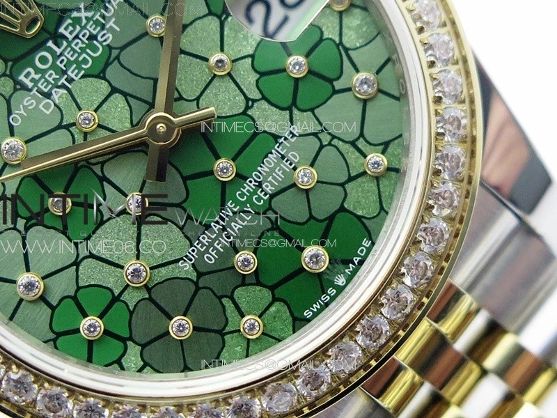 DateJust 31mm 278274 904L SS YG Crystals Bezel GMF Best Edition Green Flowers Crystals Dial on 904L SS YG Jubilee Bracelet A2824