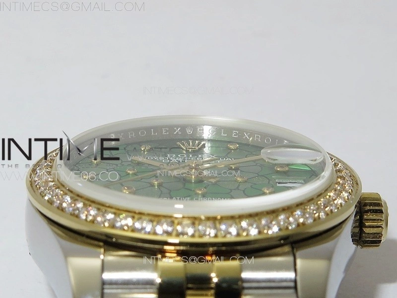DateJust 31mm 278274 904L SS YG Crystals Bezel GMF Best Edition Green Flowers Crystals Dial on 904L SS YG Jubilee Bracelet A2824