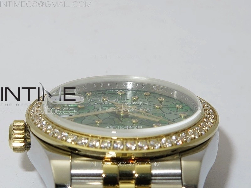 DateJust 31mm 278274 904L SS YG Crystals Bezel GMF Best Edition Green Flowers Crystals Dial on 904L SS YG Jubilee Bracelet A2824