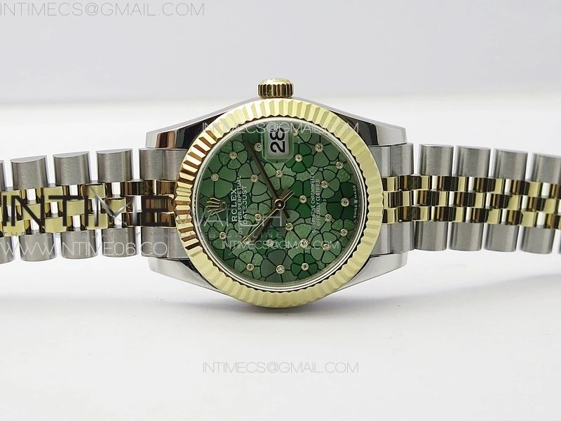 DateJust 31mm 278274 904L SS YG GMF Best Edition Green Flowers Crystals Dial on 904L SS YG Jubilee Bracelet A2824