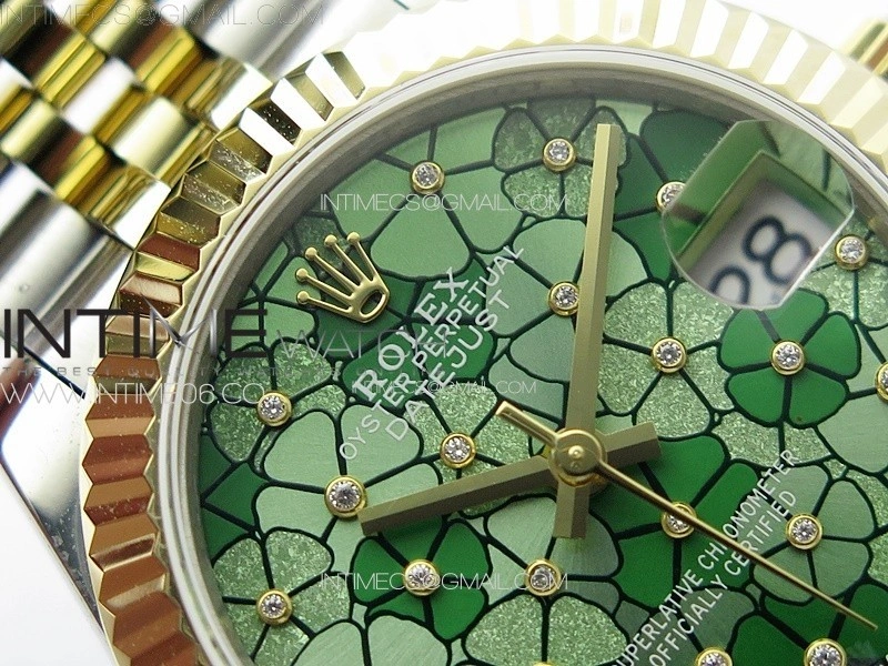 DateJust 31mm 278274 904L SS YG GMF Best Edition Green Flowers Crystals Dial on 904L SS YG Jubilee Bracelet A2824