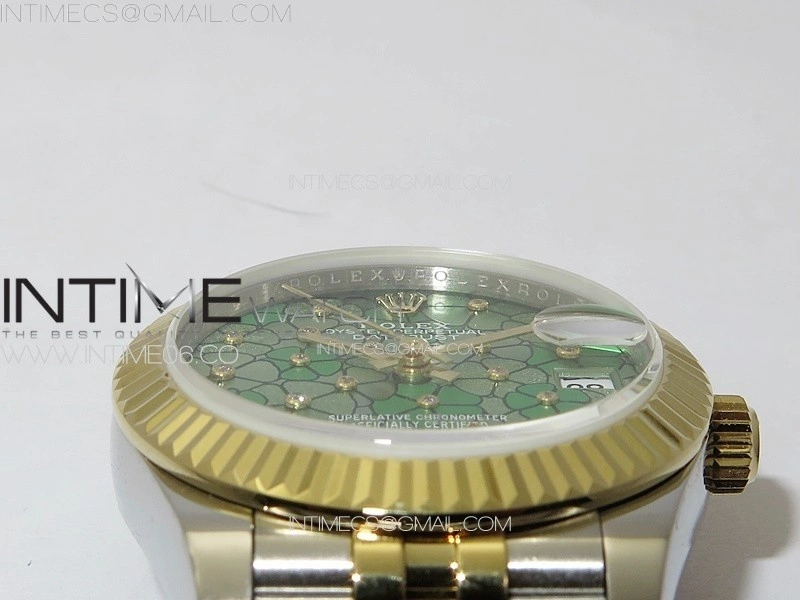 DateJust 31mm 278274 904L SS YG GMF Best Edition Green Flowers Crystals Dial on 904L SS YG Jubilee Bracelet A2824