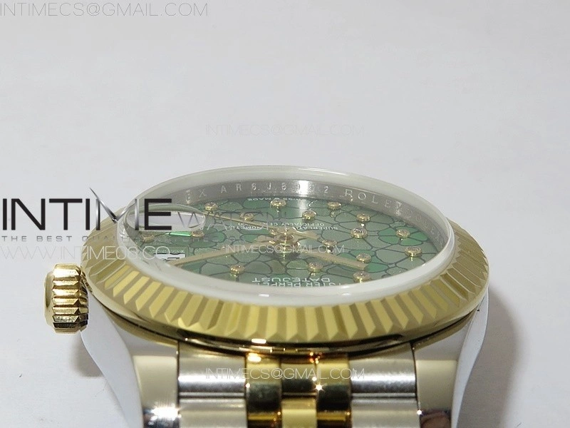 DateJust 31mm 278274 904L SS YG GMF Best Edition Green Flowers Crystals Dial on 904L SS YG Jubilee Bracelet A2824