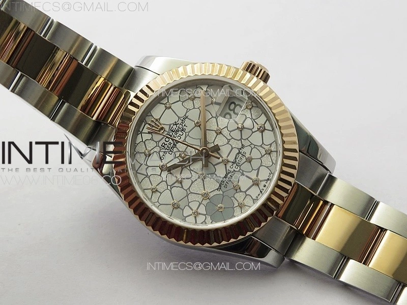 DateJust 31mm 278274 904L SS RG GMF Best Edition Silver Flowers Crystals Dial on 904L SS RG Oyster Bracelet A2824